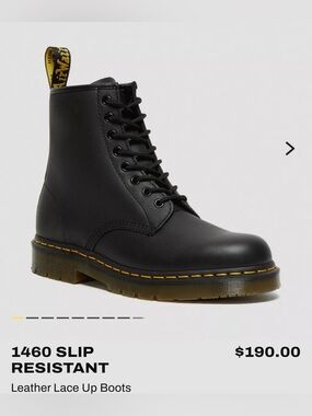 Dr. Martens 1640SR Black Leather Lace-Up Boots